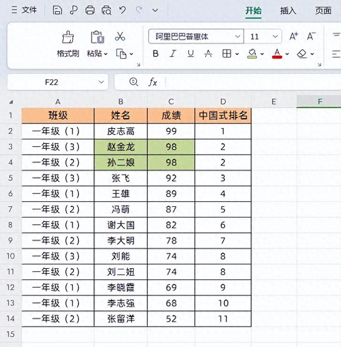 中国式排名函数excel公式，excel中国式排名方法-趣帮office教程网