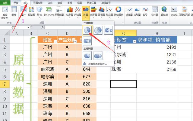 EXCEL图表教程教程：双层饼图，复合饼图，层级图表-趣帮office教程网