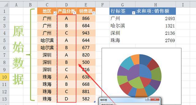 EXCEL图表教程教程：双层饼图，复合饼图，层级图表-趣帮office教程网