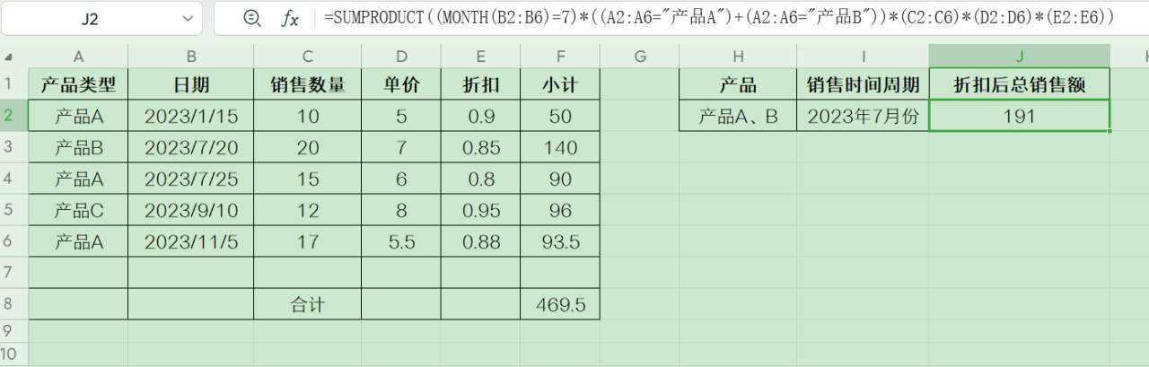 全面解析Excel中的SUMPRODUCT函数：实例与用法-趣帮office教程网