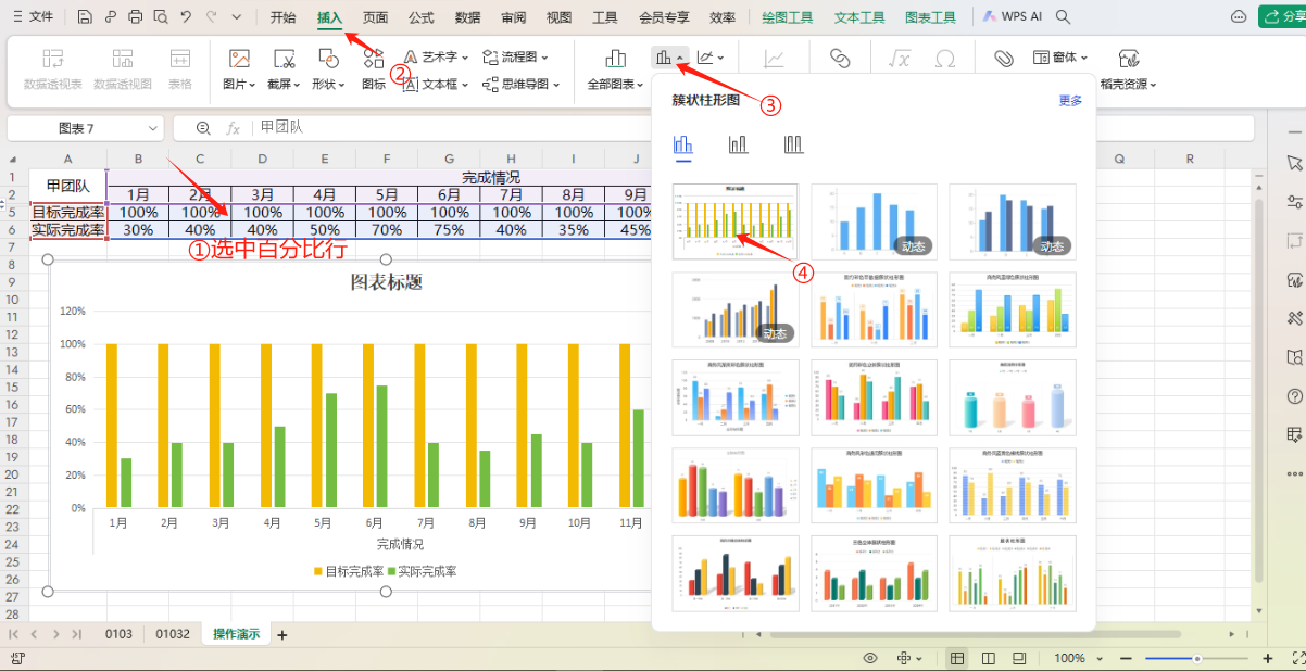 excel中如何用条状图和滑珠图体现完成率？-趣帮office教程网