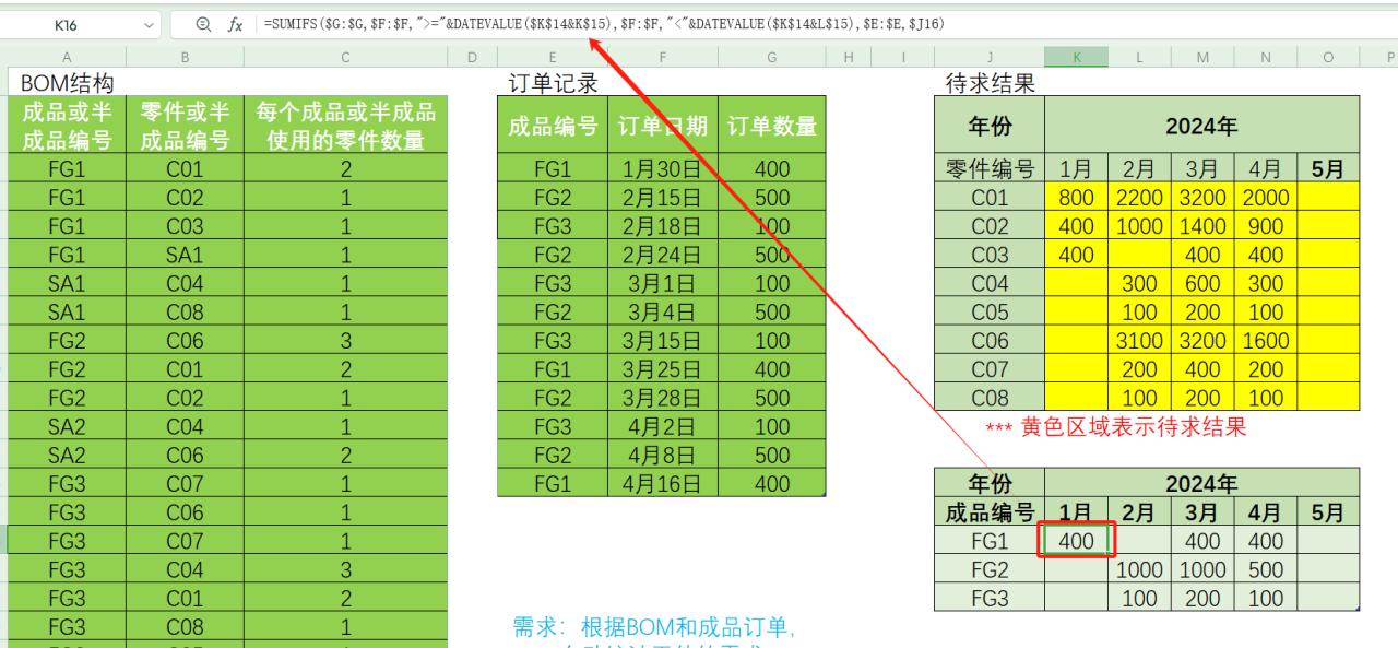 excel中根据BOM、订单自动统计零件的数量（订单记录模式）-趣帮office教程网