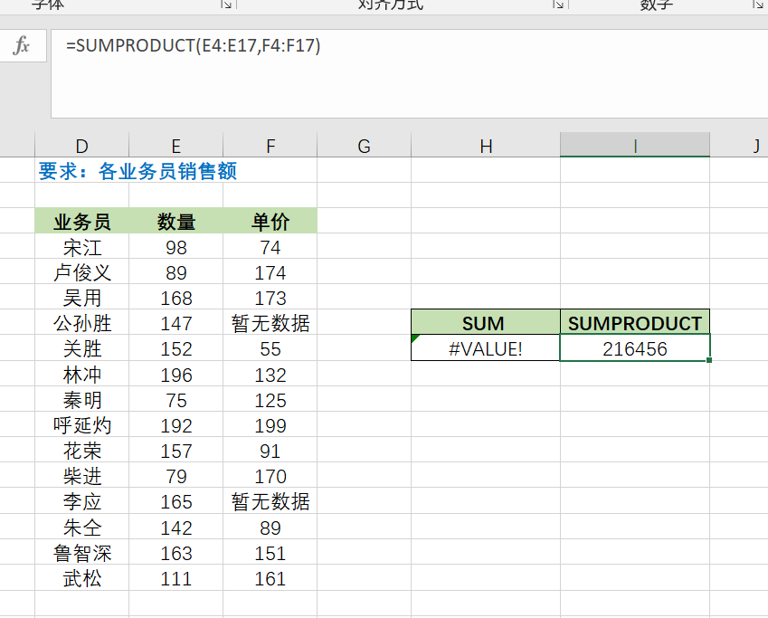 Excel函数SUMPRODUCT用法和实例介绍-趣帮office教程网