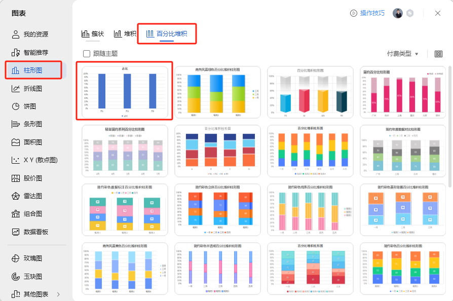 WPS中怎么设置百分比条形图-趣帮office教程网