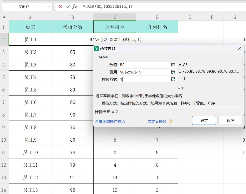 excel小技能之按名次排名的两种方法RANK&UNIQUE函数-趣帮office教程网