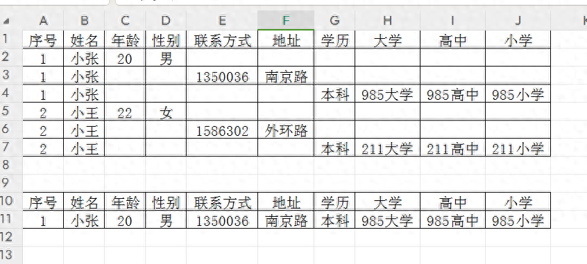 excel中如何快速的将多人分开填写的数据合并成一行？-趣帮office教程网