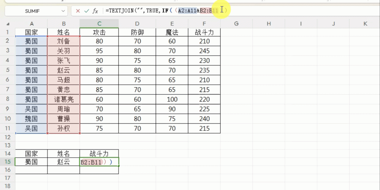 excel中TEXTJOIN函数多条件查找一对多查找-趣帮office教程网