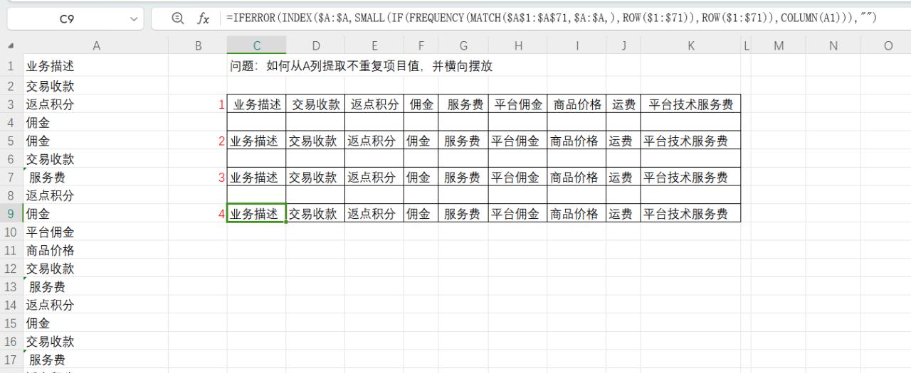 excel中如何提取数据列中不重复的数据并横向转置？-趣帮office教程网