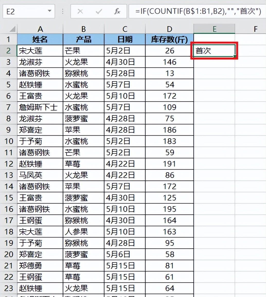 如何从一列未经排序的 Excel 数据中标识出所有首次出现的值？-趣帮office教程网