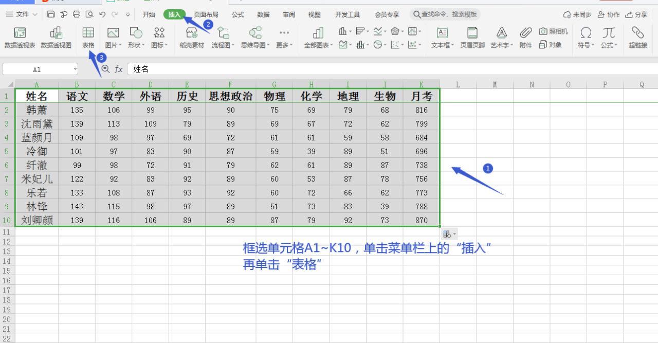 WPS表格中利用函数自动求和与冻结首行-趣帮office教程网