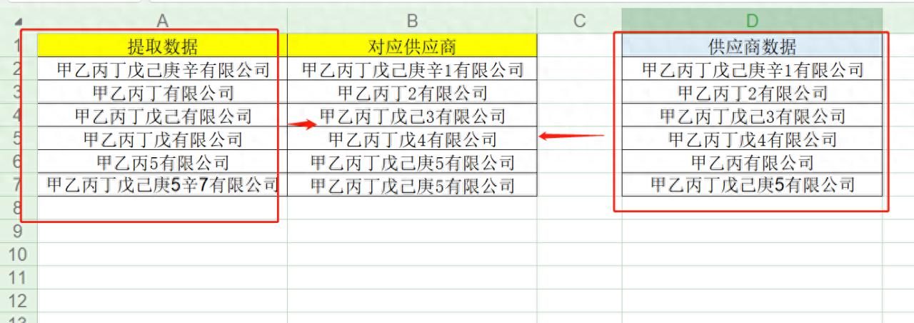 excel模糊查找：将提取的数据找出对应的供应商-趣帮office教程网