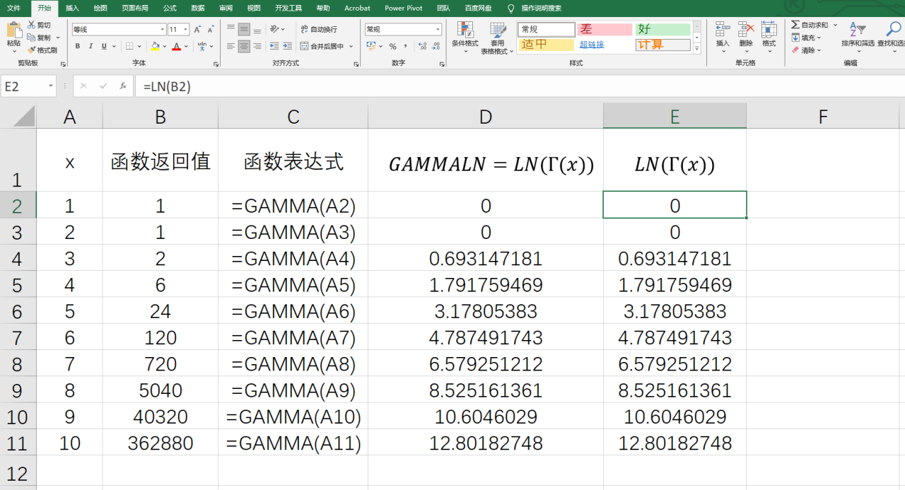 Excel中GAMMALN函数用法：返回伽玛函数的自然对数-趣帮office教程网