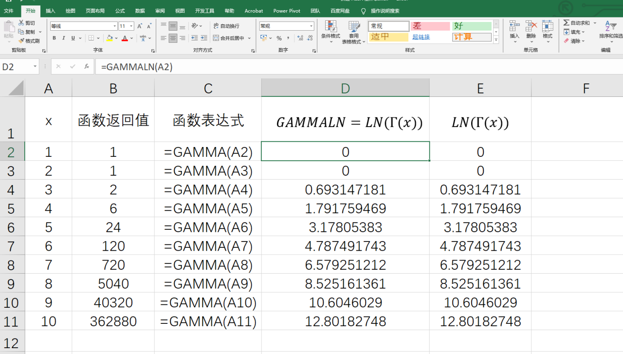 Excel中GAMMALN函数用法：返回伽玛函数的自然对数-趣帮office教程网