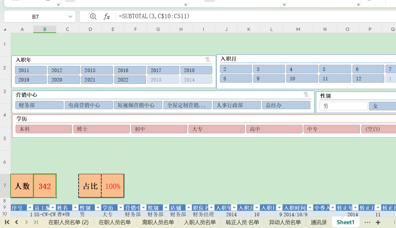 excel中动态花名册制作方法，excel人事人员管理excel表格制作技巧-趣帮office教程网