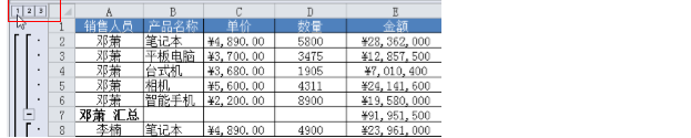 excel中如何分级显示及编辑汇总数据？-趣帮office教程网