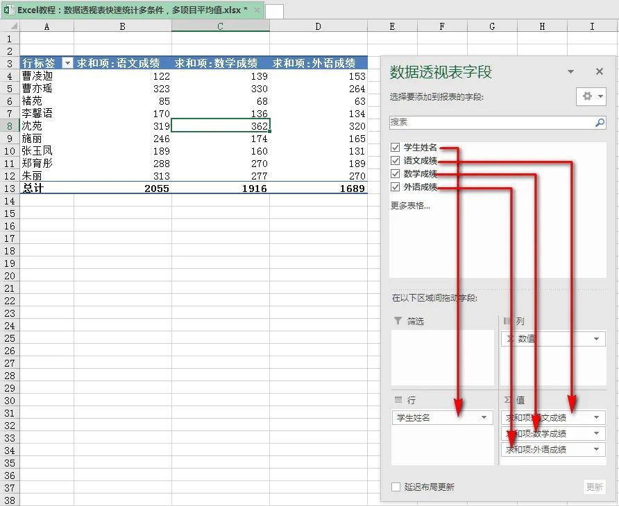 excel中快速统计多项目平均值的方法和步骤-趣帮office教程网