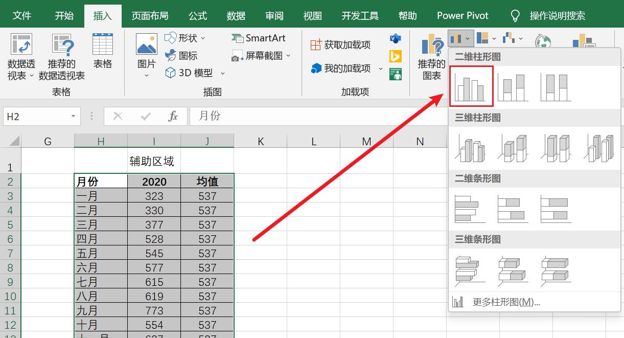 excel中使用单选按钮创建动态平均线柱形图的方法详解-趣帮office教程网