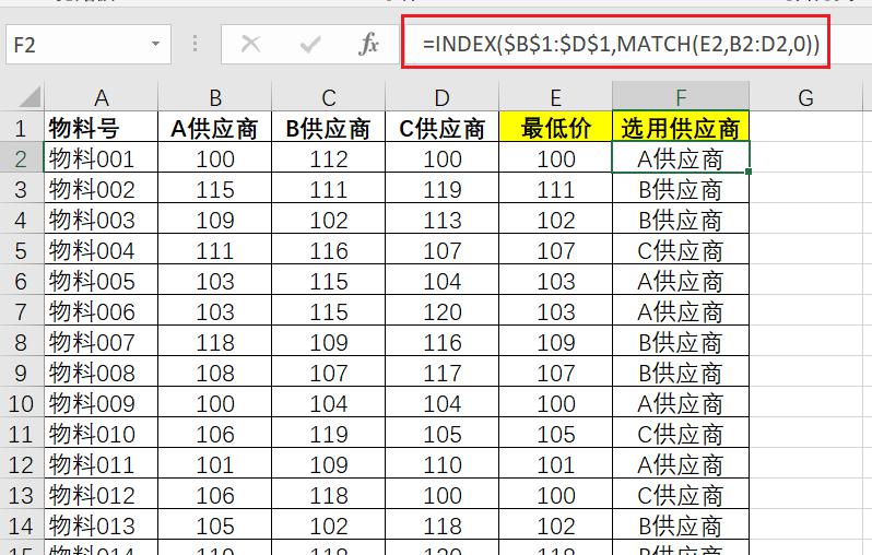 Excel中查找最低价下采购单-趣帮office教程网