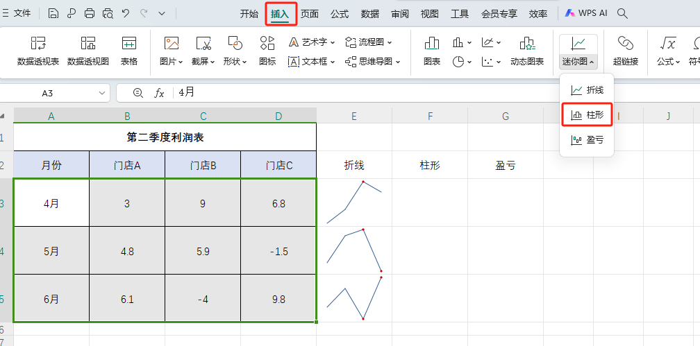 wps表格制作迷你图教程，wps的excel你图表添加详细步骤-趣帮office教程网