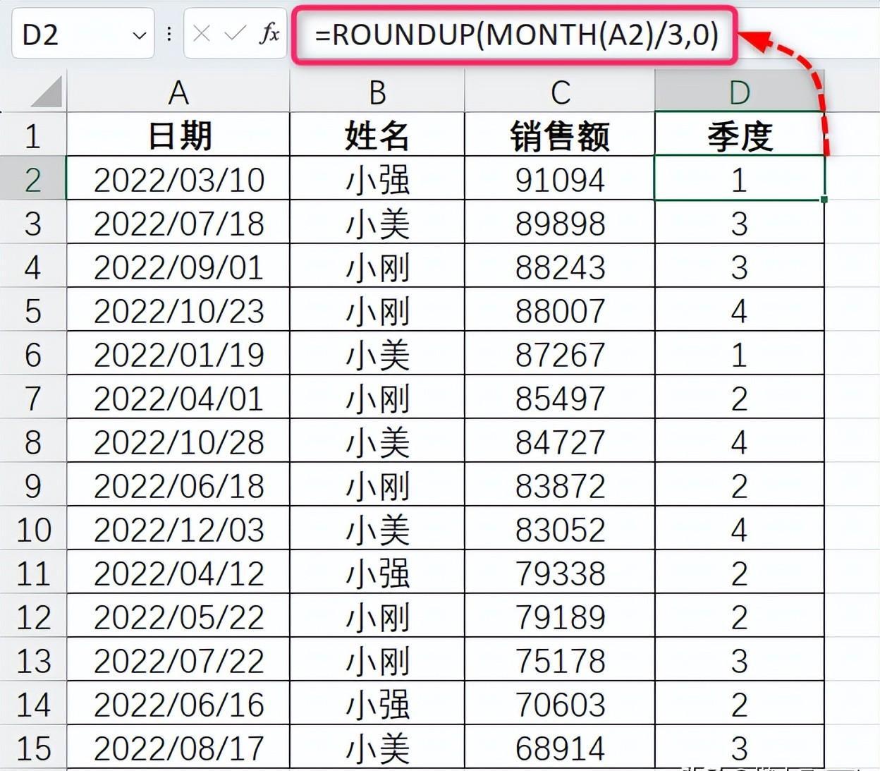 excel表格中日期转季度的4个方法-趣帮office教程网