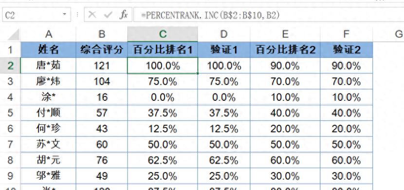 Excel中百分比排名函数用法及应用举例-趣帮office教程网