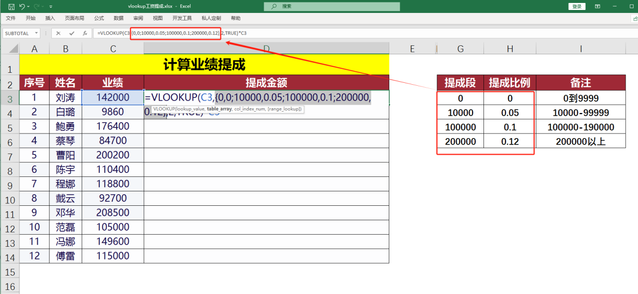 职场小妙招！Excel VLOOKUP近似查找，业绩提成秒算不头疼-趣帮office教程网