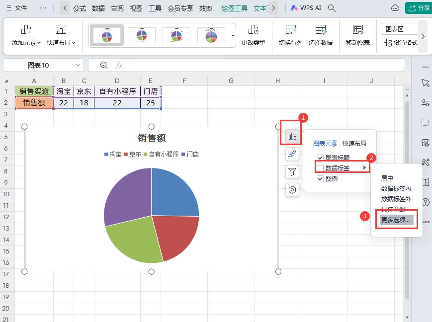 在WPS的Excel中生成显示百分比饼状图的方法-趣帮office教程网