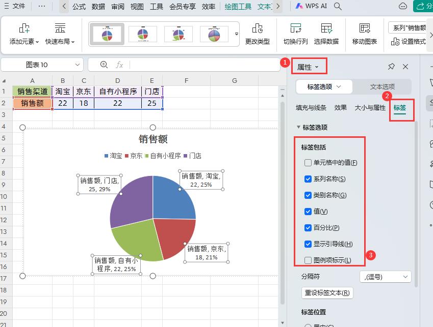 在WPS的Excel中生成显示百分比饼状图的方法-趣帮office教程网