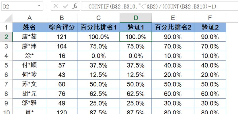 Excel中百分比排名函数用法及应用举例-趣帮office教程网