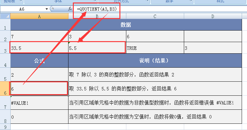 excel quotient函数的使用方法及实例-趣帮office教程网