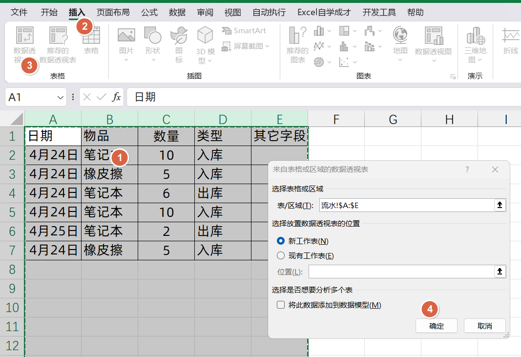 excel如何用数据透视表做库存汇总,excel用数据透视表做库存汇总的方法-趣帮office教程网