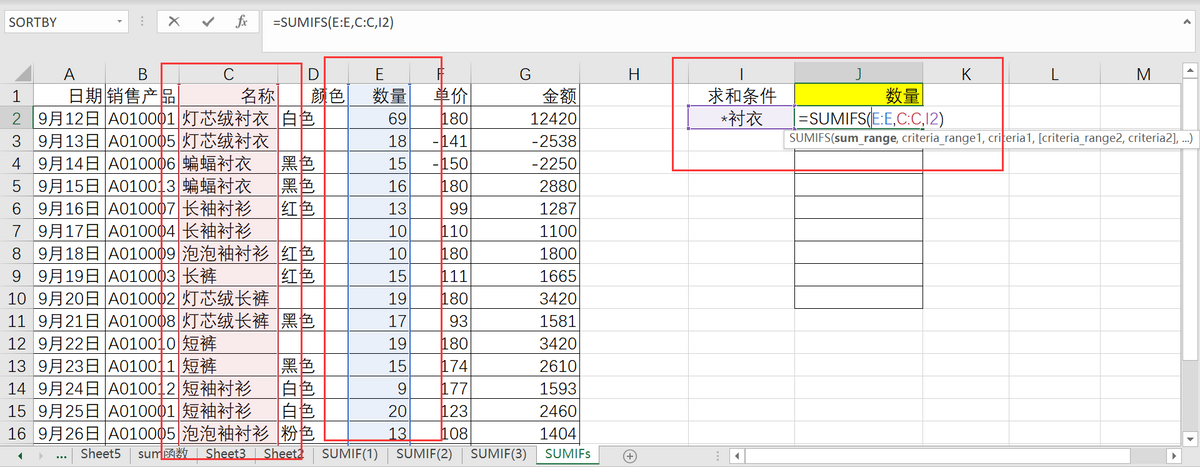 excel中sumifs函数用法解析：sumifs多条件多区域求和-趣帮office教程网