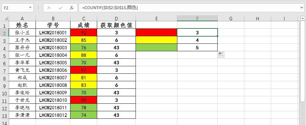 Excel中统计表中不同颜色单元格个数的方法-趣帮office教程网