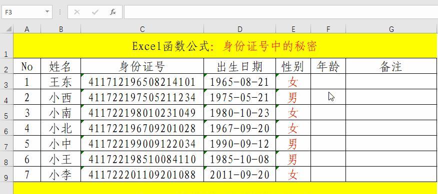 excel中从身份证号码提取相关信息的方法及解读-趣帮office教程网