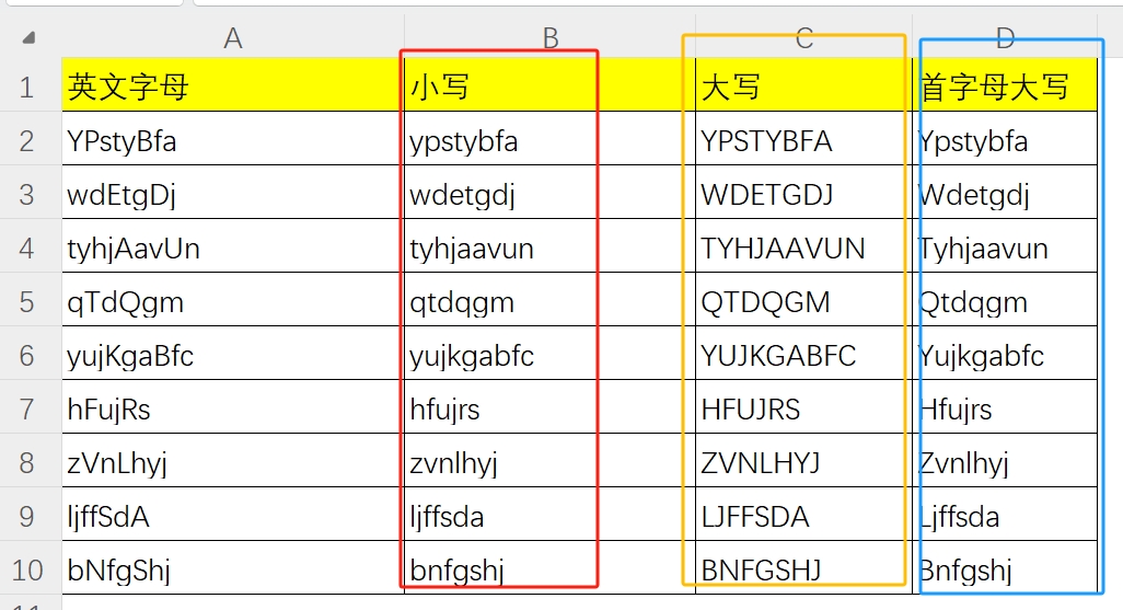 excel中拼音字母大小写及首字母大写转换的函数公式用法详解-趣帮office教程网