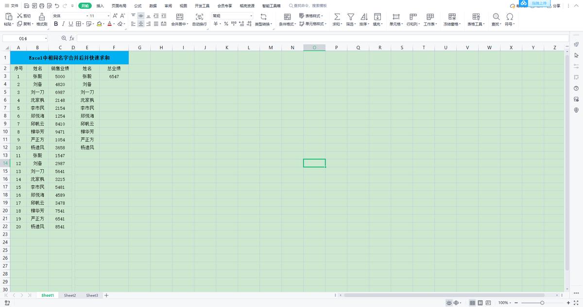 excel中相同姓名数据合并求和的操作方法-趣帮office教程网