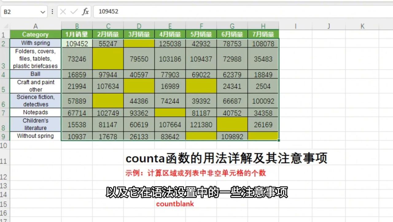 excel中COUNT函数用法详解及与COUNTBLANK函数的区别-趣帮office教程网