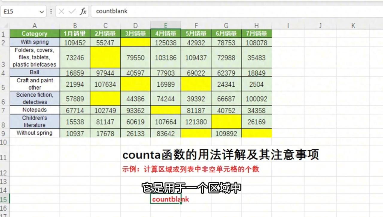 excel中COUNT函数用法详解及与COUNTBLANK函数的区别-趣帮office教程网