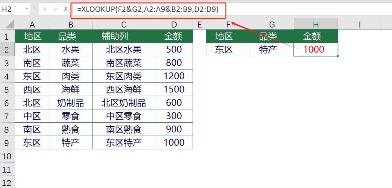 Excel实例：VLOOKUP与XLOOKUP双条件精确查找、模糊查找-趣帮office教程网