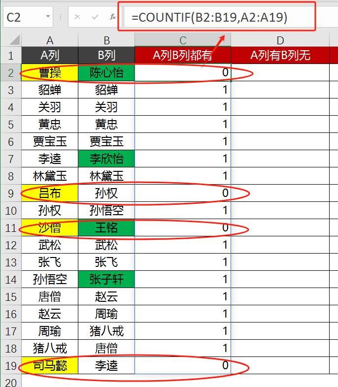 excel函数FILTER+COUNTIF组合对比2列数据，轻松提取相同与不同项-趣帮office教程网